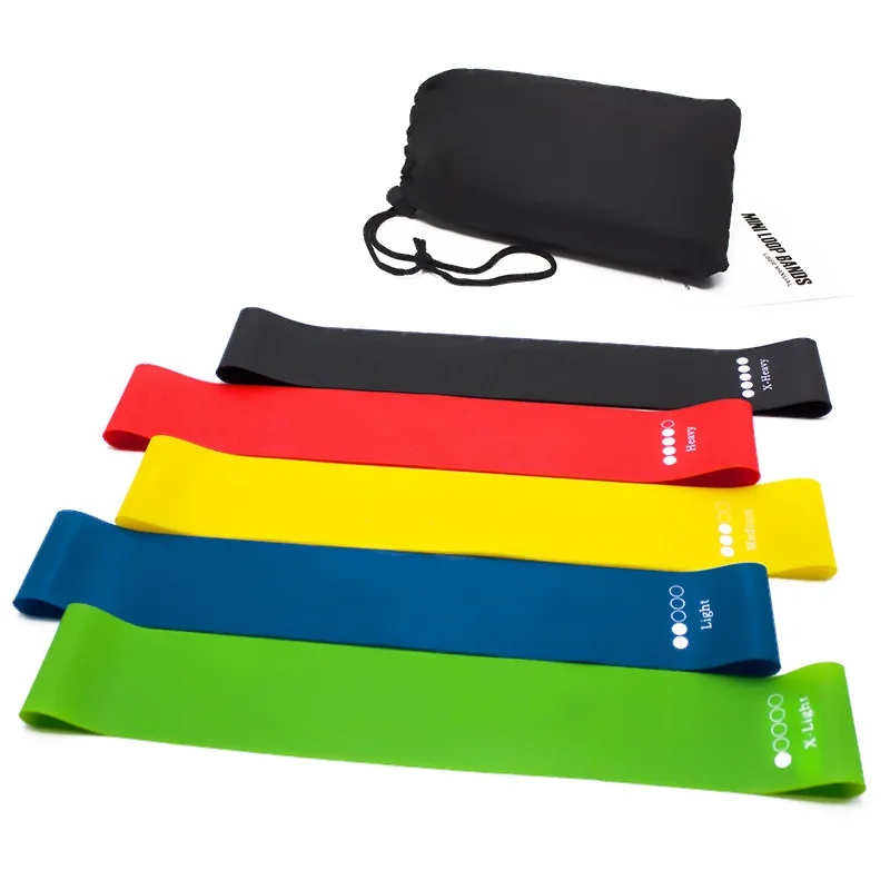 

Wholesale TPE Elastic Booty Bands Yoga Fitness Gym Workout Exercise Hip Resistance Loop Bands set, Red+yellow+blue+black+green