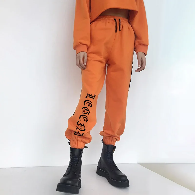 

Women Loose Sweatpants Trousers Autumn Female Orange Letter Printed Joggers Pants Hip Hop Dance Pants Plus Size Clothes, Picture