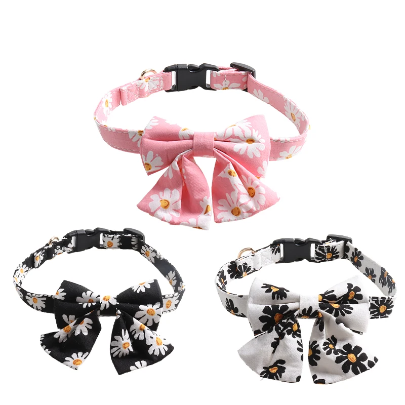 

Amigo Fashion Floral Daisy Flower Bowknot Dog Collar Adjustable Breakaway Comfortable Neckties Charms Bowties Pet Collar