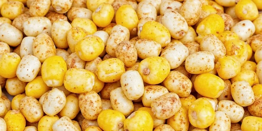 Seasoned corn with different toppings