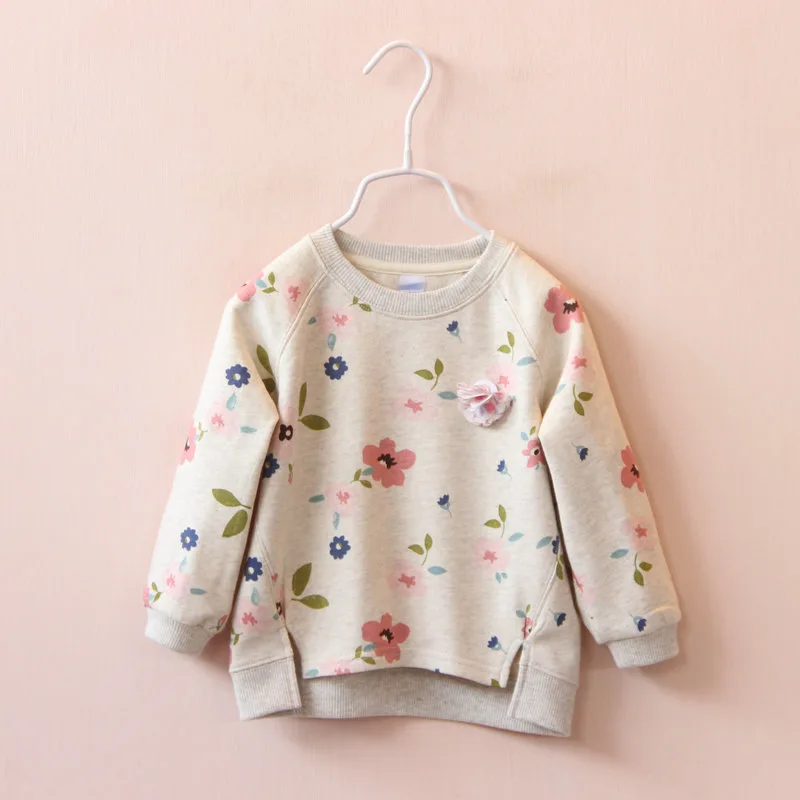 

Children'S Korean Sweatshirt Girls' Bottoming Shirt Flower Round Neck Sweater XQM