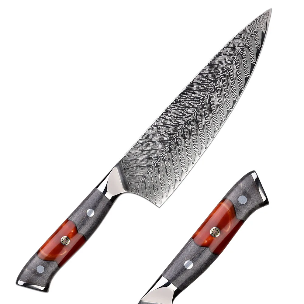 

Solidified Wood handle Professional 8 inch Damascus Chef Knife