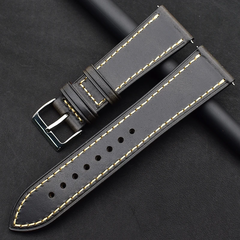 

2019 New brown leather watch band Quick Release For Man/Woman, Black/red/blue/green/coffee/brown