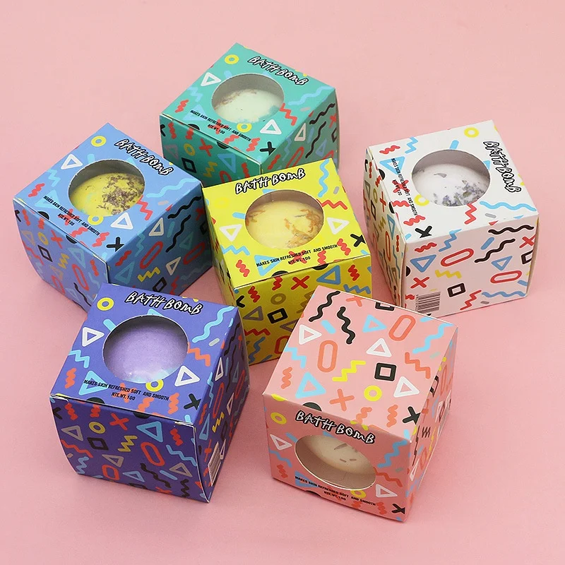 

OEM/ODM 100g private label organic cleansing Dried Flower Fragrance Bath Ball Bomb Box, As the picture