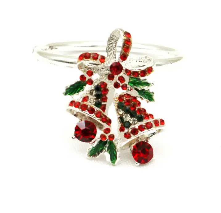 

hot sell cheap custom jingle bell Christmas festival stone fit metal napkin ring for festival hotel decoration, Customized
