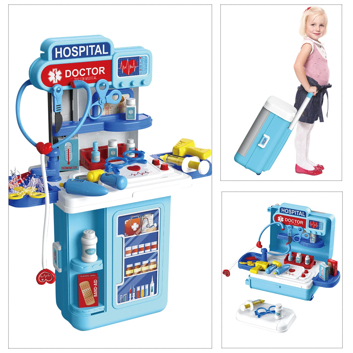 
Pretend Play Learning Toy doctor set toy educational 4 in 1 Doctor Toys Kit with light and sound for kids 