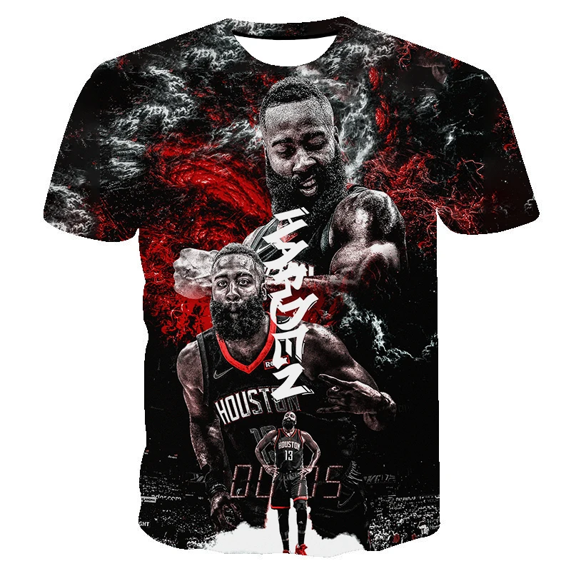 

James Harden Printing Men Fashion T Shirt Summer Short Sleeve T-shirt Houston Rockets Player T-Shirt, Multi