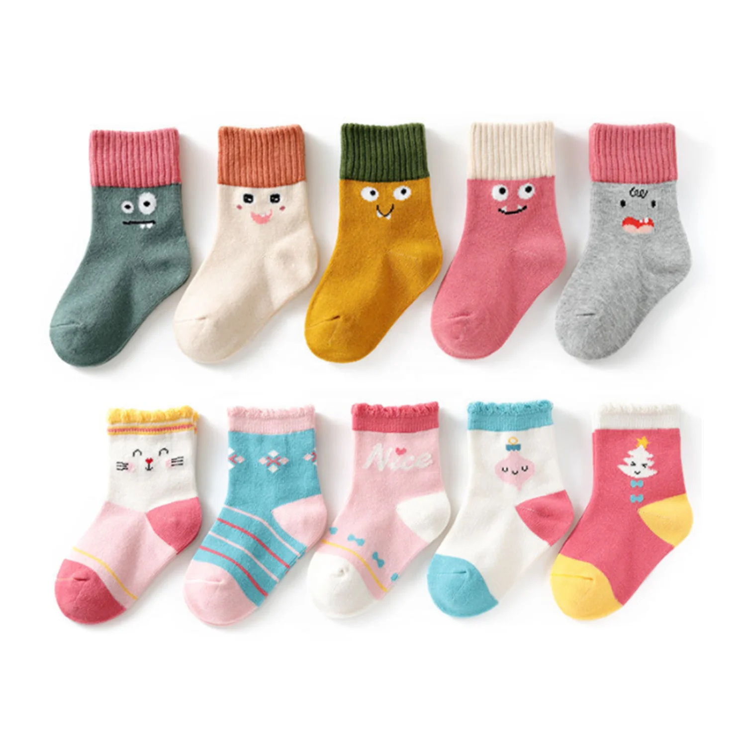 

wholesale 5 pairs Children's socks middle tube boy cotton cartoon socks girl crew baby socks for kids, Same as pictures