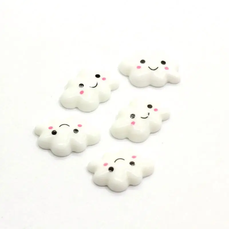 

Slime Charms White Cartoon Small Smile Cloud 14mm x 22mm Flatback Cabochon Decor Resin Embellishments Scrapbooking Craft DIY