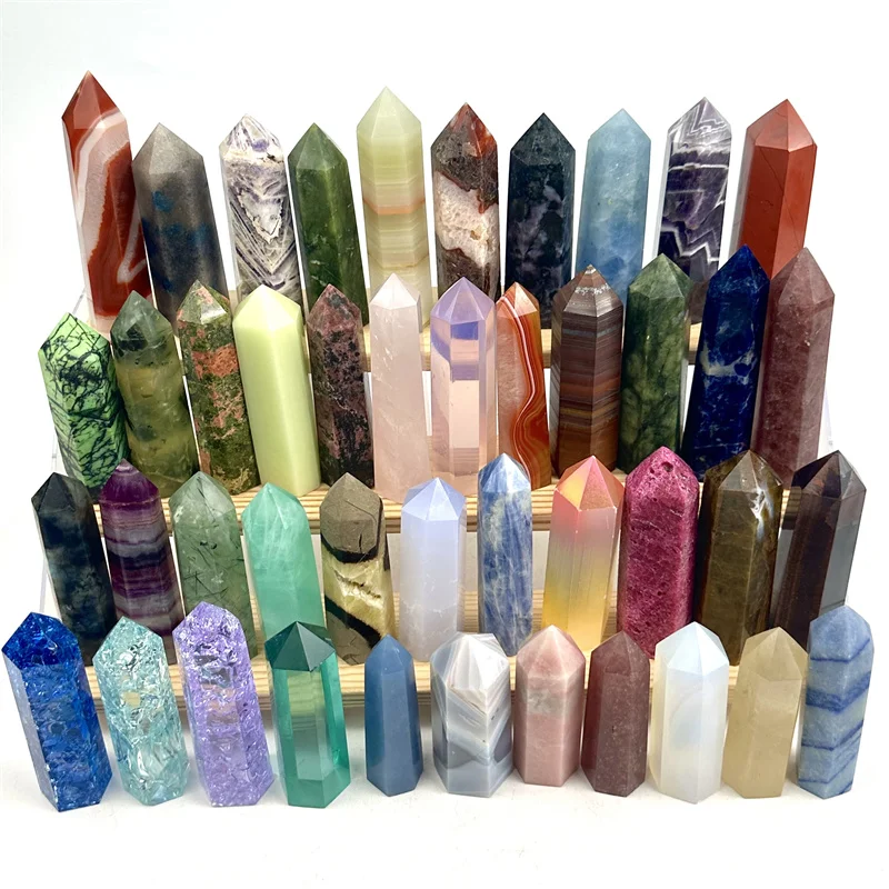Multicolor Crystal Points Healthy Energy Rose Quartz Amethyst Agate Lapis Lazuli Point Tower for Home Decoration