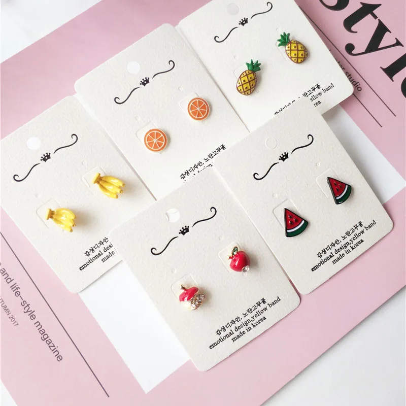 

Korean Fashion Earrings Colorful Studs Banana Pineapple Watermelon Enamel Earrings Girls Cute Fruit Studs Earrings
