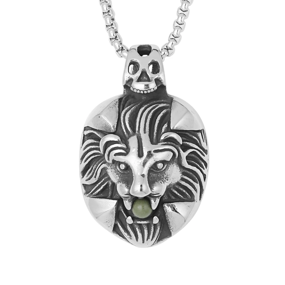 

Punk Men Biker Jewelry Personality Stainless Steel Skull Lion Head Pendant