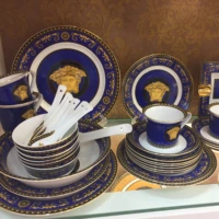 

Luxury Royal Style Table Ware Hand Printing Fine Bone China Dinnerware Sets