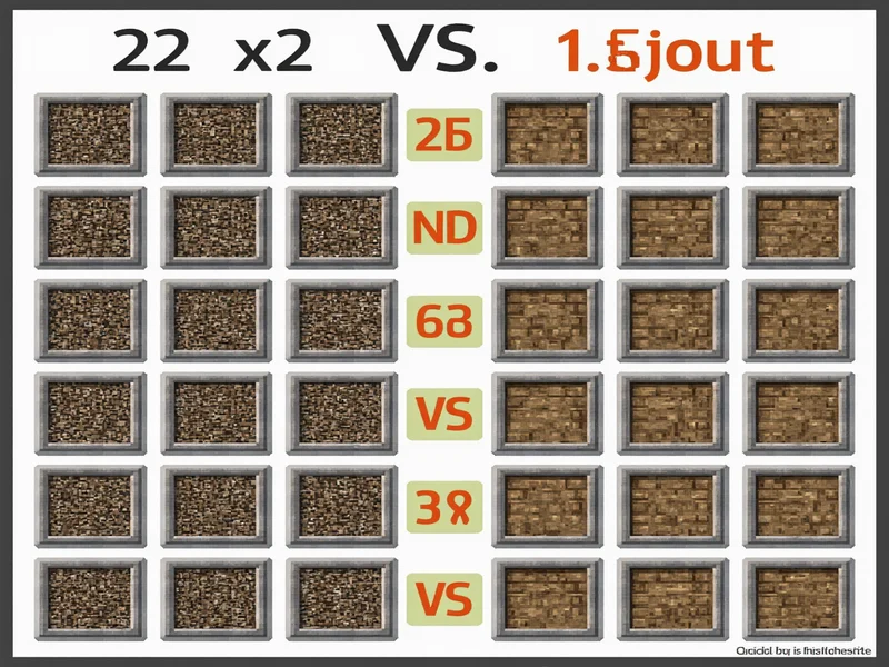 Minecraft crafting grid comparison showing 2x2 vs 3x3 layouts