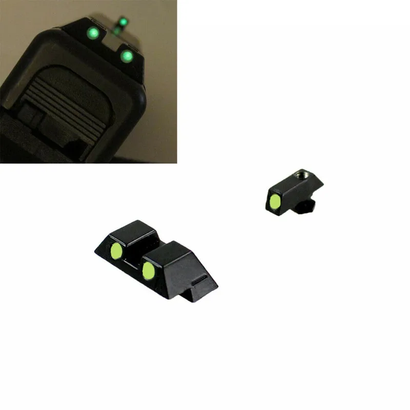 

Tactical green dot Fiber Optic Front Rear Sights Pistol Glock 17 19 23 Night Sight scope Hunting accessories parts, Black