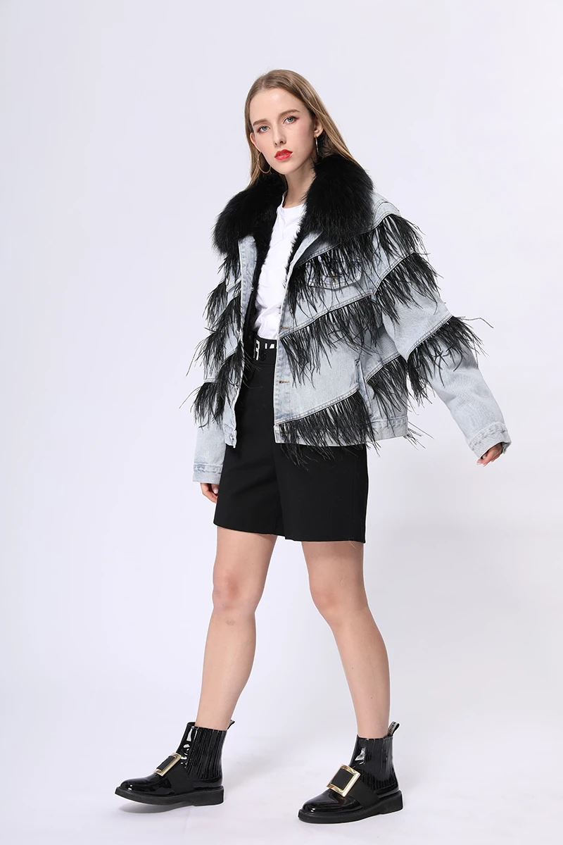 custom cool winter jacket turkey decoration short real fox fur