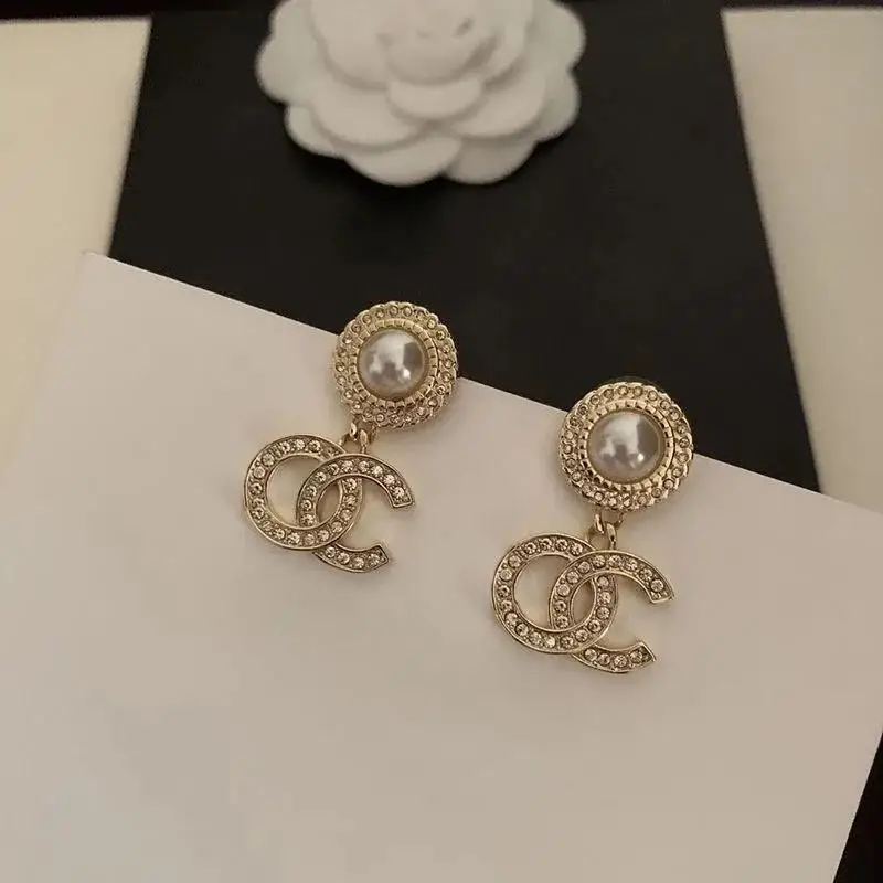 

Designer jewelry famous brands luxury Pearl earrings letter carving geometric pendant women for earrings wholesale, Rose gold