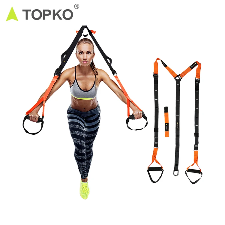 

TOPKO wholesale bodybuilding home fitenss training straps gym Suspension Trainer, Green, blue, orange or customize