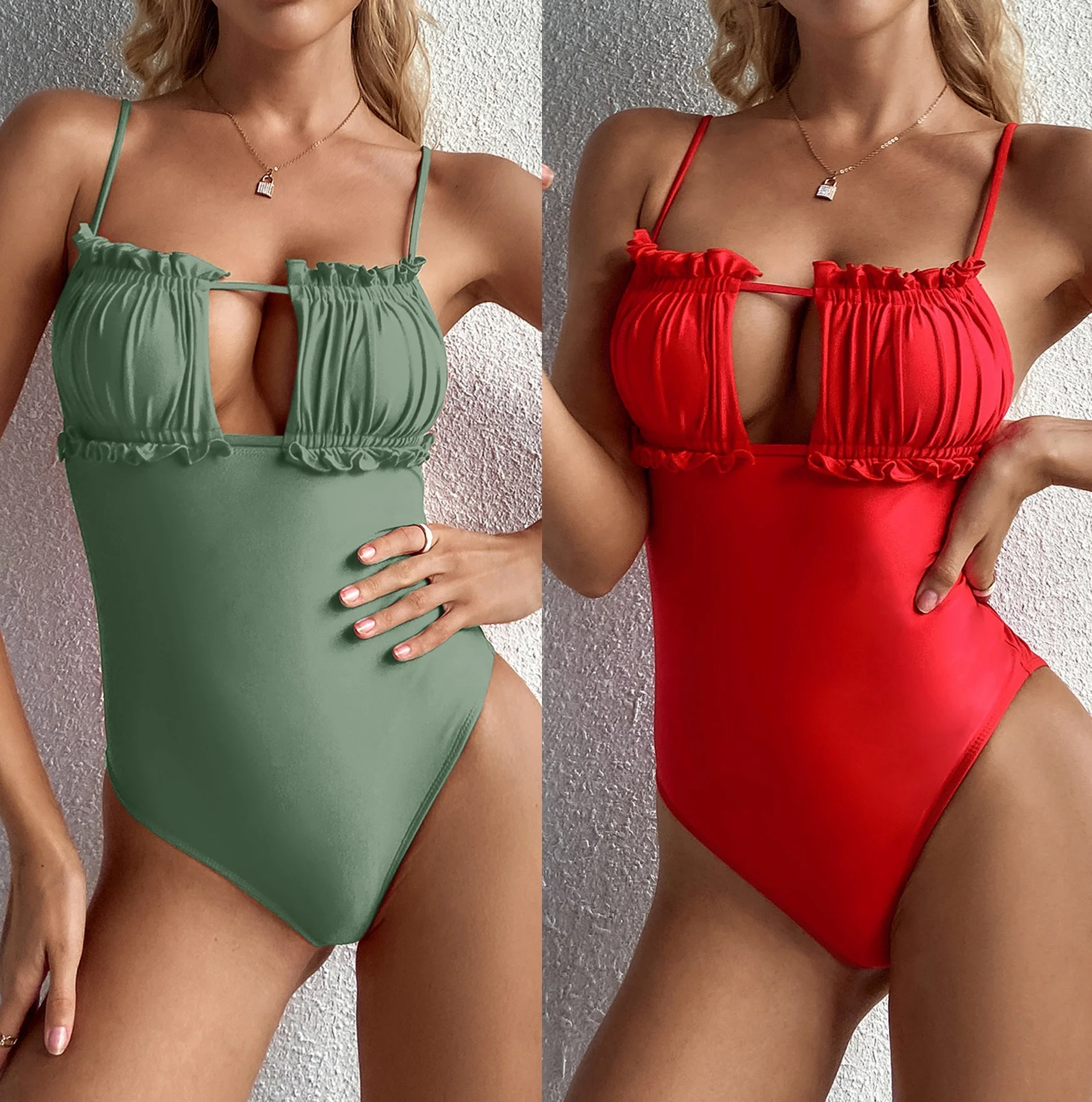 

Swimsuits Beachwear Ladies One Piece Swimsuit Drawstring Sexy Swimsuit Bikini