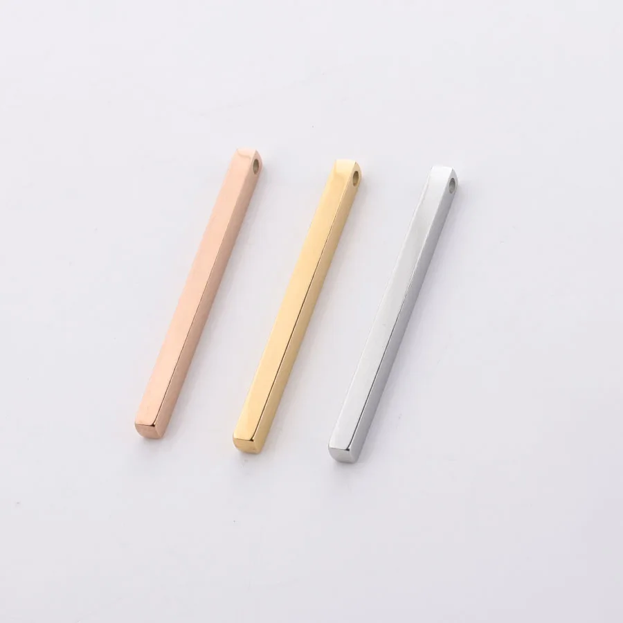 

40x2.5x2.5mm High Polished Round Corner DIY LOGO Laserable Cuboid Blank Stainless Steel Bar Pendant Charm For Necklace Bracelet, Gold,silver,rose gold