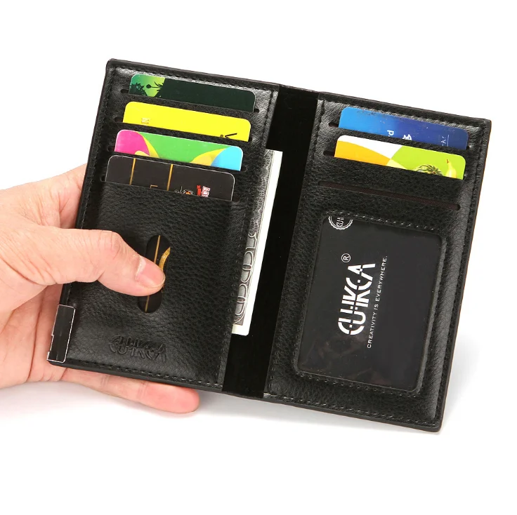 

Custom Logo PU Leather ID Credit Pull Up Card Holder Wallet for Men