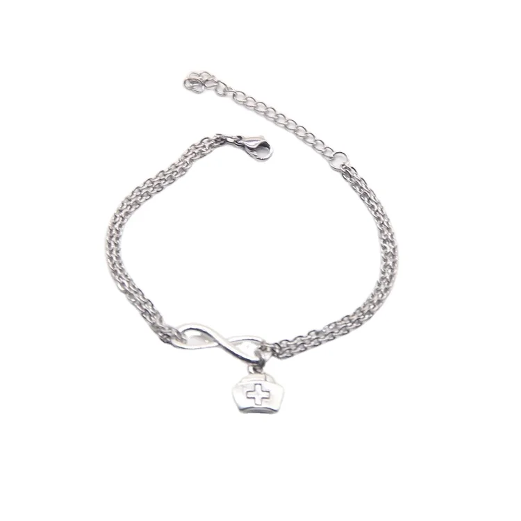 

Silver plated Medical cross bracelets and charms Jewelry for nurse gift accessories