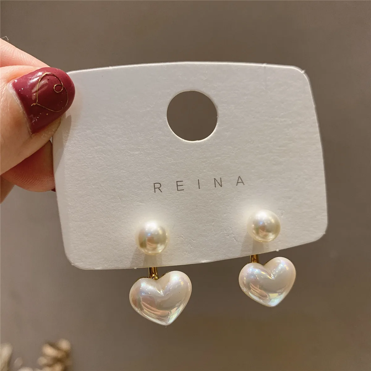 

2021 trendy jewelry pearl heart dangling earrings fashion