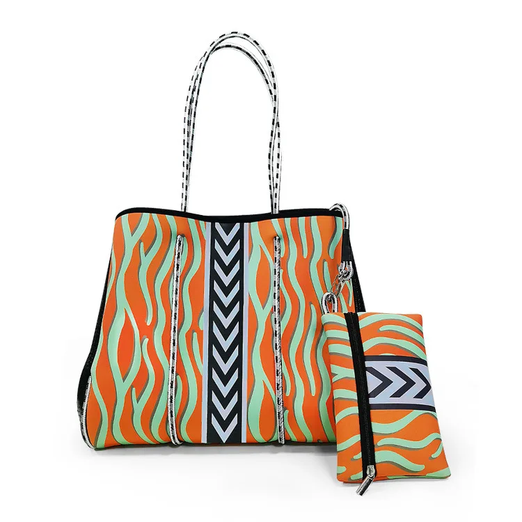 

Wholesale outdoor travel beach bag fashion soft material perforated neoprene tote bag for women, Picture