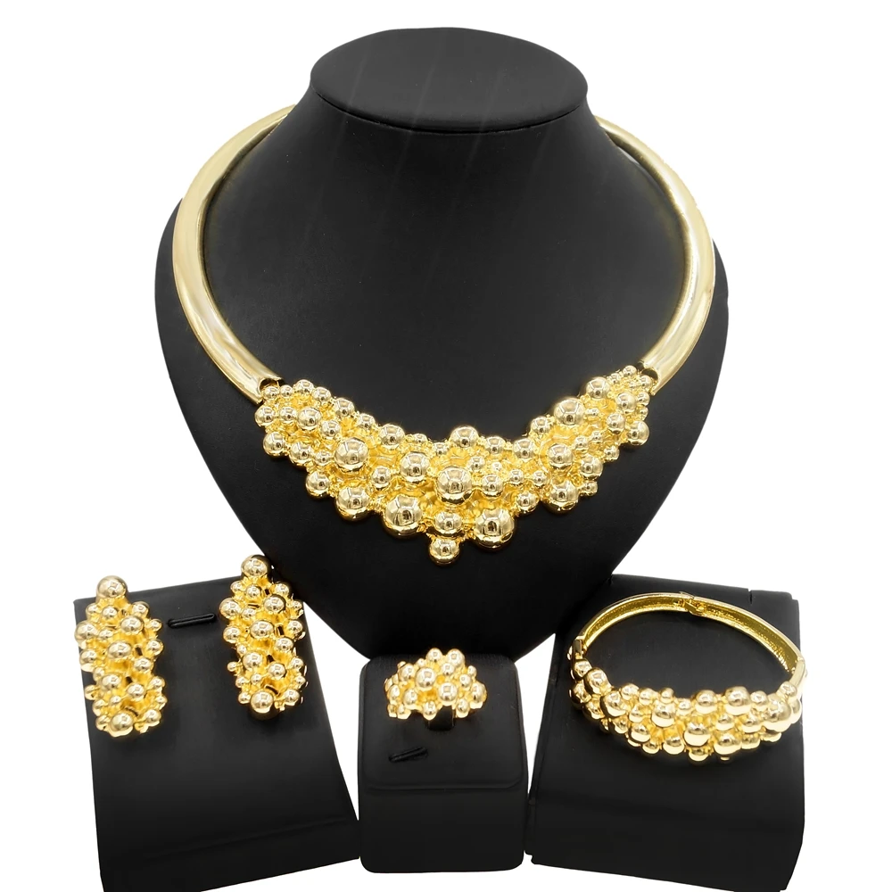 

Yulaili Italian Gold Plated Jewelry Fashion Jewellery Sets Exquisite Style Women Wedding Party Dating Gift Costume Accessories
