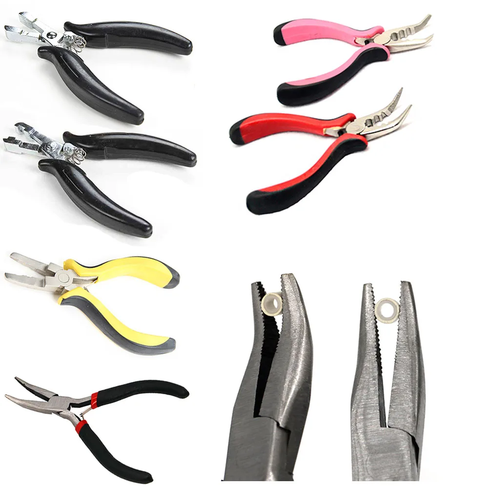 

Hair Extension Pliers Accessories Tools Set Black Curved Flat Plier Tape in Hair Extensions Tool Kit 16 Styles