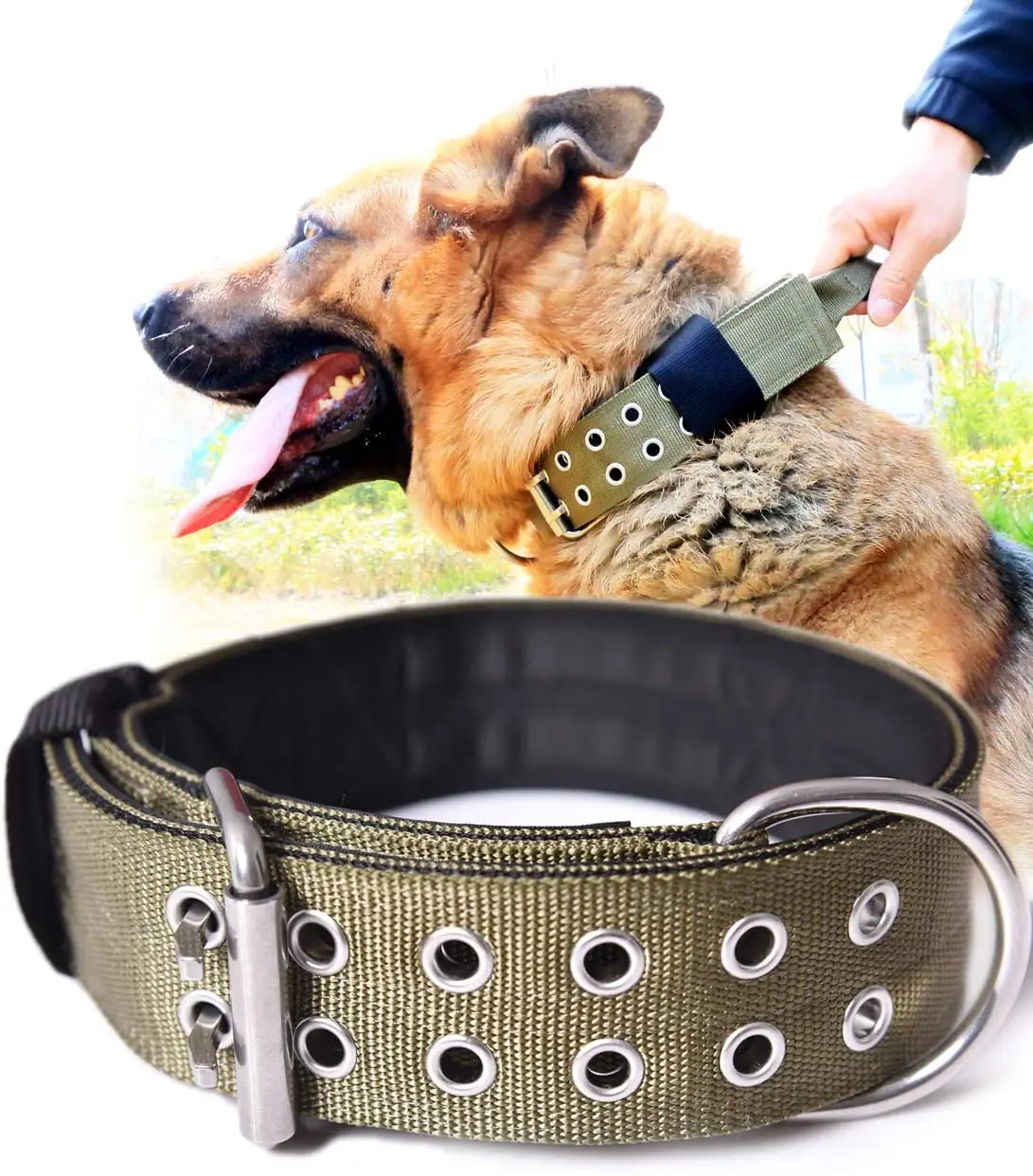 

2" Wide Training Military Heavy Duty Tactical Collars with Handle for Extra Large Breed Dogs, Custom colors