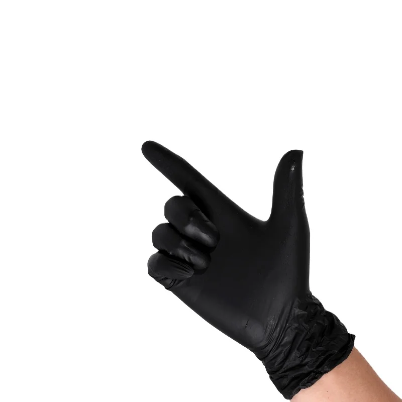 

China Factory 24cm No Powder Latex Black Gloves Labortory Safty Working Mixed Nitrile Gloves