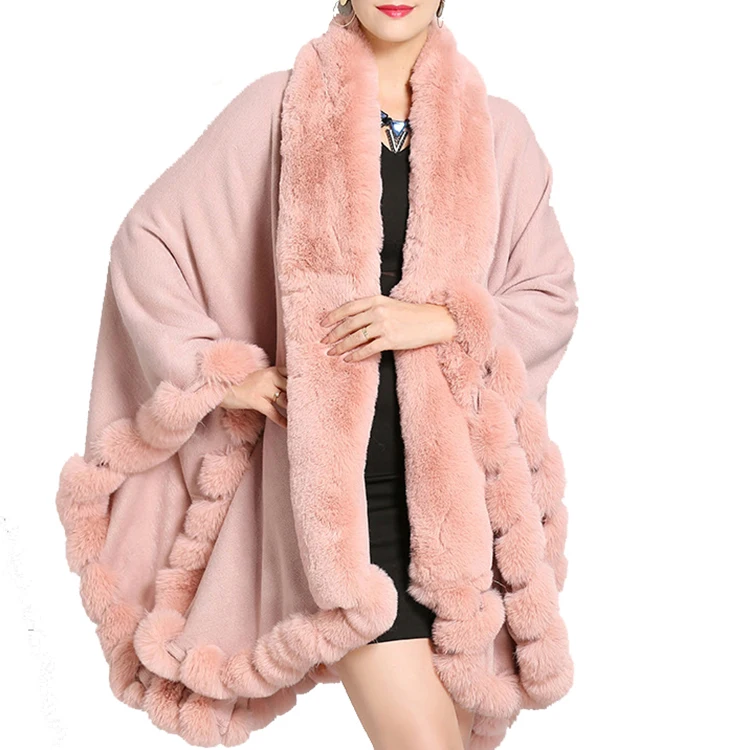 

Winter Wraps Poncho Fashion Luxury Handcraft Fur Coat Cashmere Cloak Shawl Women Coat, As order or we will send color cards to you choose