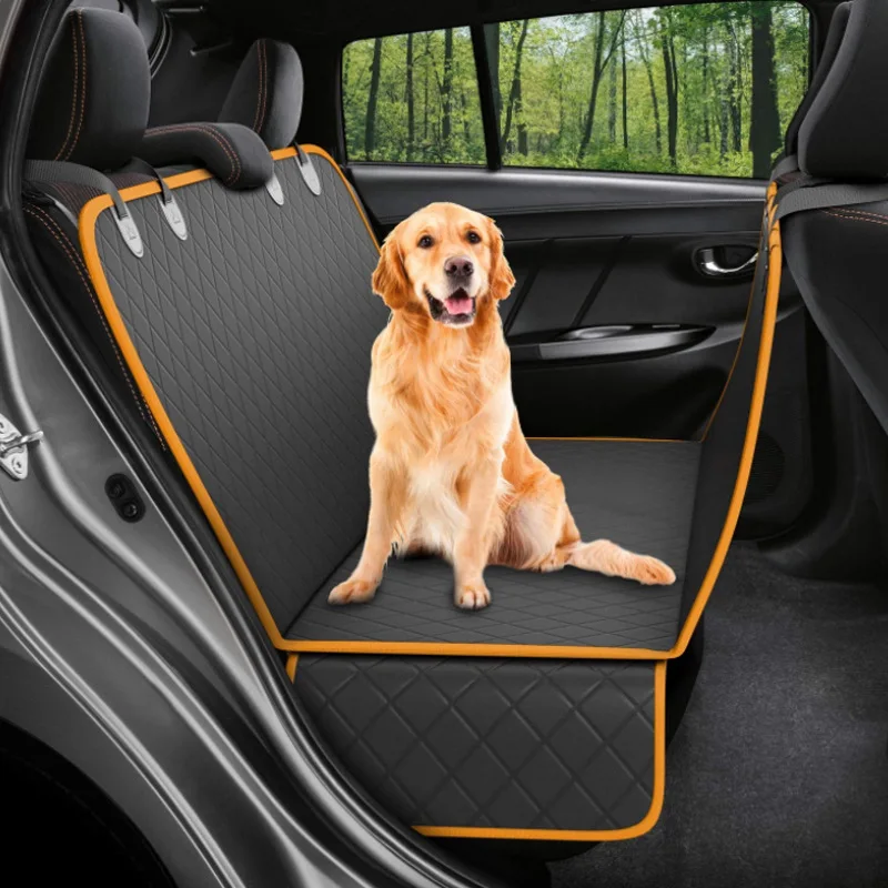 

FreeExport Waterproof Durable Scratch Proof Non Slip Suv Cars Pet Hammock Dog Booster Car Seat Covers/Pet Bed Protector, Black + black border,black+orange border