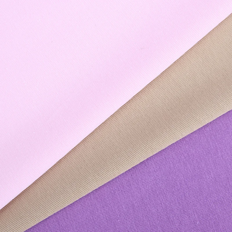 

Breathable Plain Dyed 320gsm 67.5% Bamboo 27.5% Cotton 5% Spandex Ribbed Bamboo Jersey Fabric