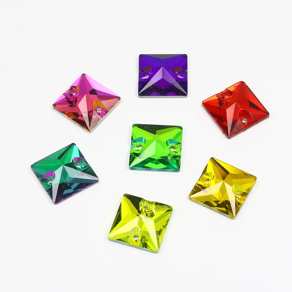 

DZ-3068 Square shape mixed colors crystal sew on stones for clothing