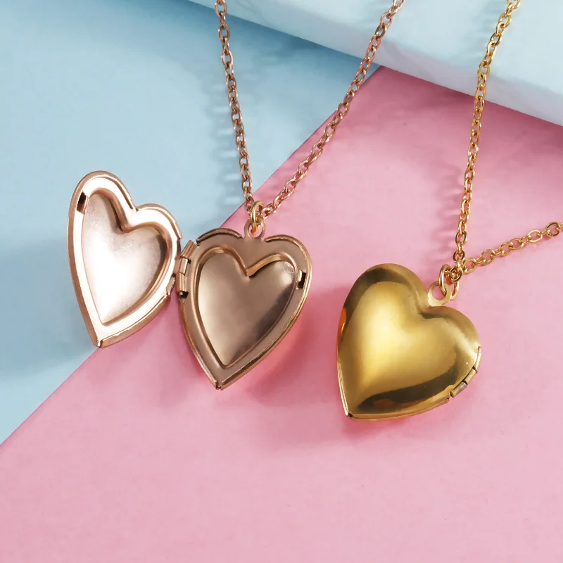 Fashion Jewelry Stainless Steel Lockets For Photos Heart Pendant Necklace For Women