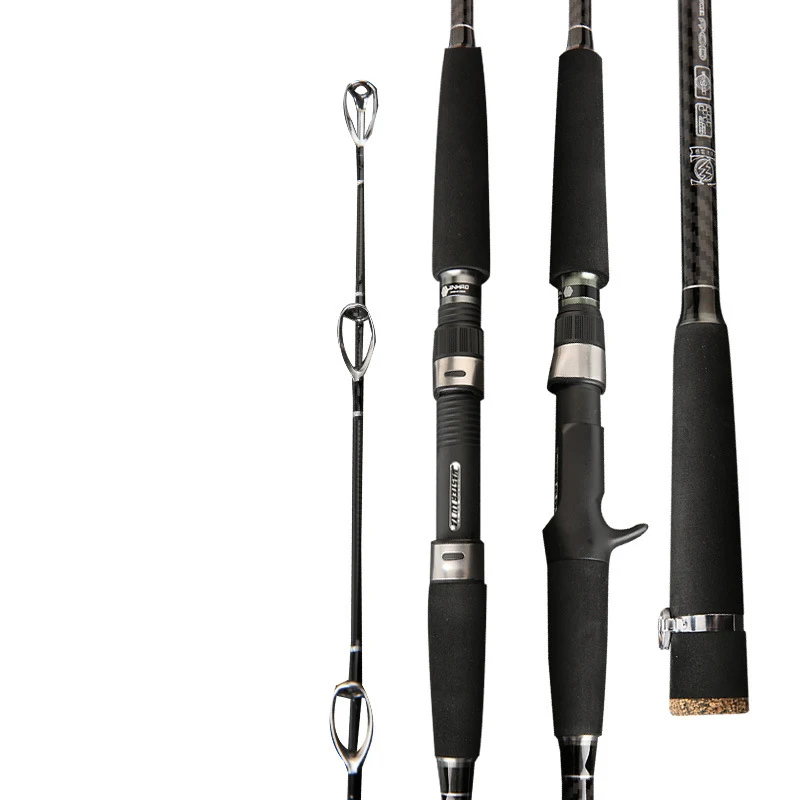 

Jetshark 1.8m 2.1m 2.4m 2.7m 3m Black Carbon Fiber 2 Sections Freshwater Saltwater Fishing Pole Spinning Casting Fishing Rod