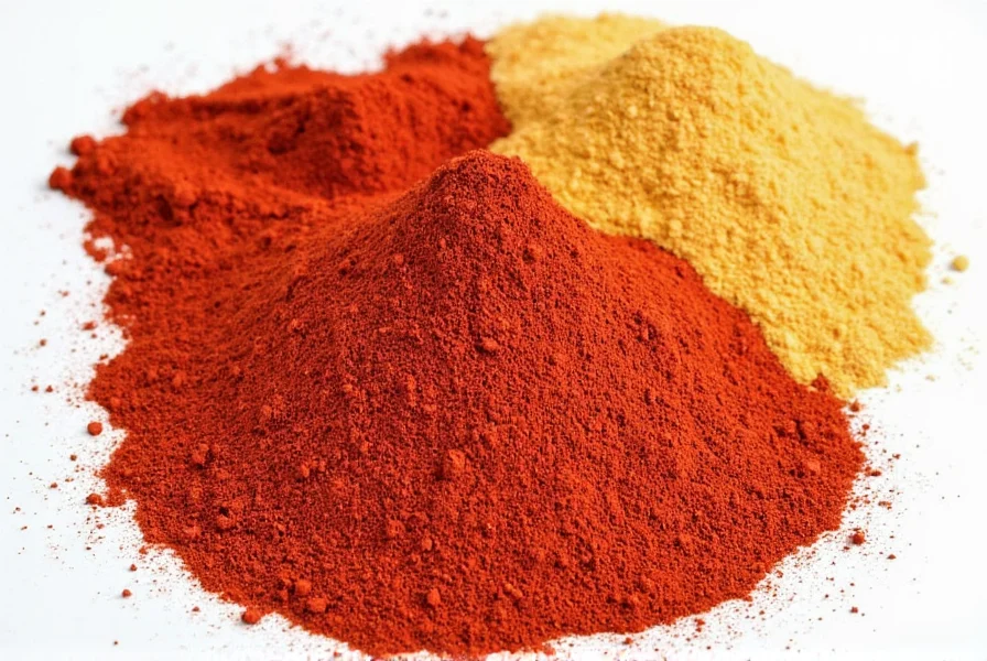 Spice rack with clearly labeled chili powders