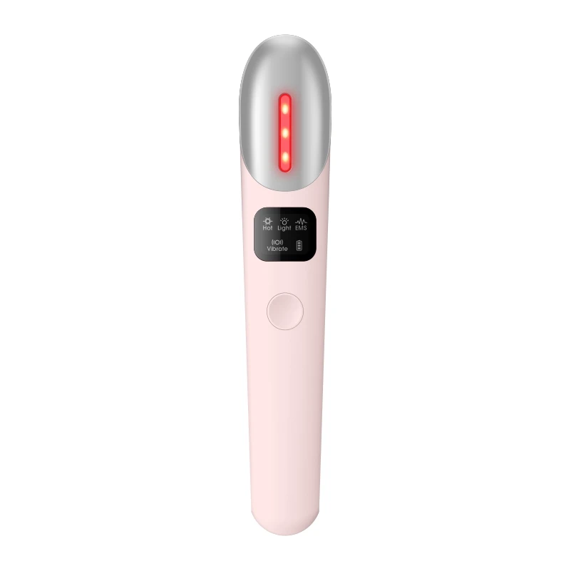 

2021 High Quality Visual Smart Electric Eye Massage Stick With Heat Compression Anti Wrinkle Electric Sonic Eye Massager, White pink