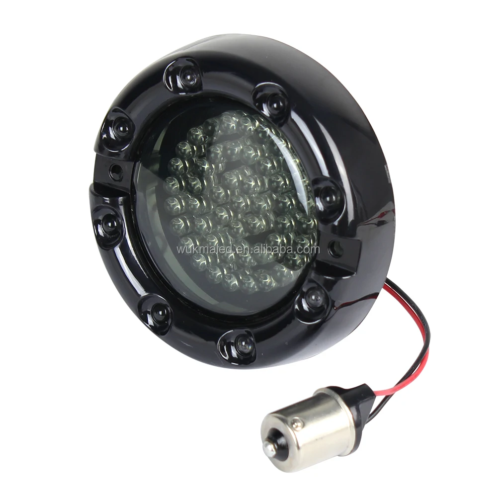 3-1/4 Flat 1156 Red LED Rear Led Light with Fire Ring LED Turn Signal Light Inserts For Motorcycle