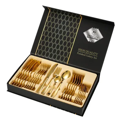 

Knife Spoon Fork Set Gold Cutlery 24PCS Stainless Steel Flatware sets Cutery Set, Customized