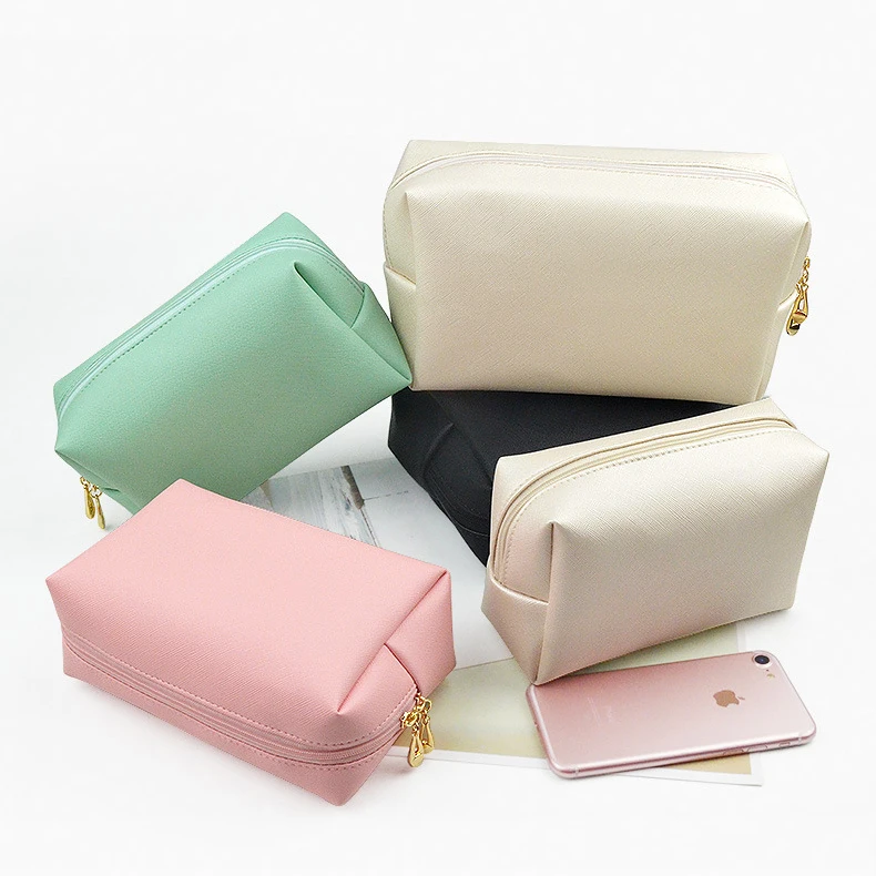 

Eco saffiano PU cosmetic bag small make up bags Cosmetic Bags & Cases with logo stamping, Customized colors