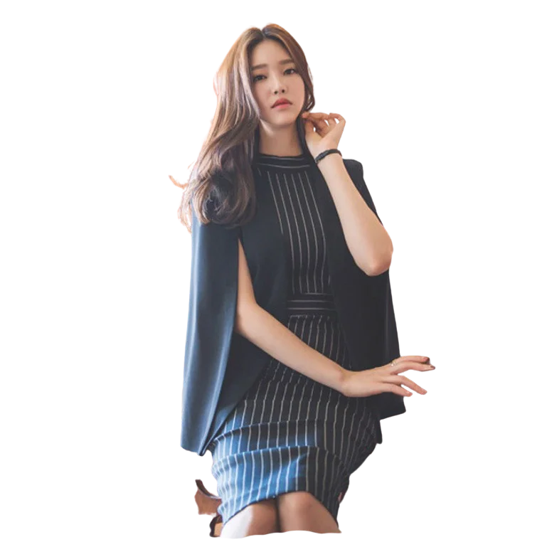 

2021 New Arrivals Fashion Wholesale Women Clothes Casual Dress Korean Clothes Business Suit Stripe