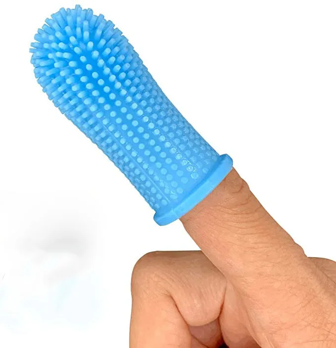 

Ergonomic Design Full Surround Bristles for Easy Cleaning silicone Finger dog brush Toothbrush, Clear, pink, blue or customized