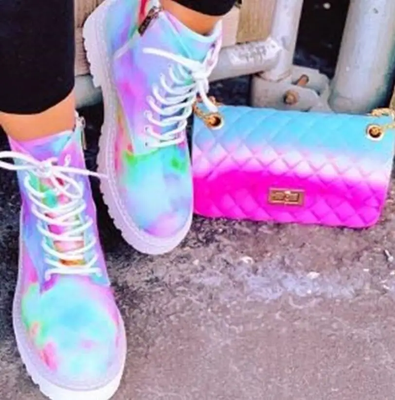 

Amazon AliExpress Hot Selling Fashion Women's Boots Plus Size Colorful Platform Round Toe Strap Side Zipper Female Ankle Boots