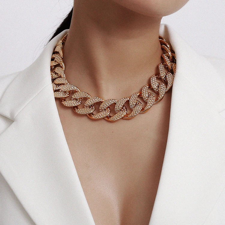 

2021 classic cuban punk style ccb chunky chain link necklace men's jewelry trend 2021 for women