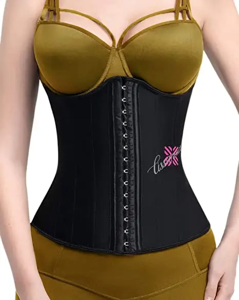 

New Fashion Women Corset Tight Body Women Black 15 Steel Bones Latex Underbust Corset, Balck
