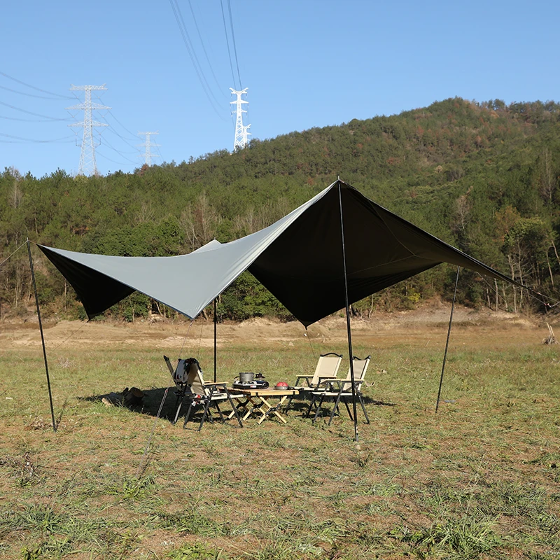 

Custom Large 5-8 Persons Anti UV Coating Oxford Sun Shade Sail Canopy Camping Tarp Shelter For Outdoor Hammock