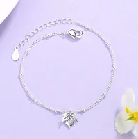 

925 silver fashion fresh and temperament rhinestone leaf maple shaped bracelet women